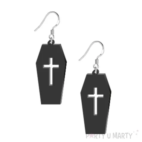 kolczyki trumny czarne 60x30 mm