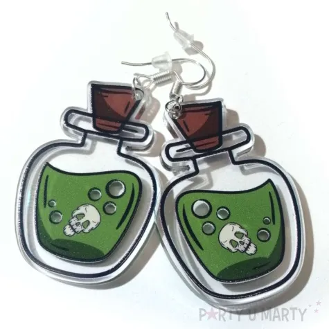 kolczyki z nadrukiem buteleczki z trucizna 30x42 mm