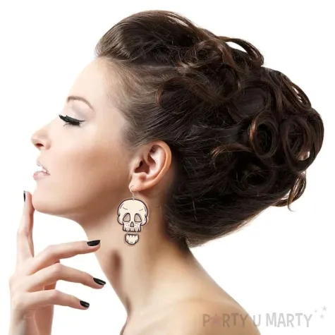 kolczyki z nadrukiem czaszka z ruchoma zuchwa 42x53 mm