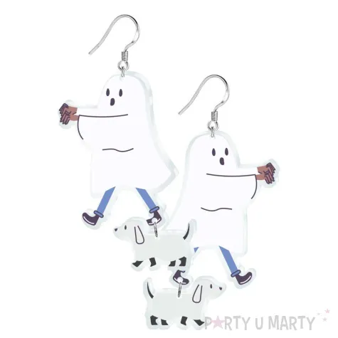 kolczyki z nadrukiem duchy z psami 35x65 mm