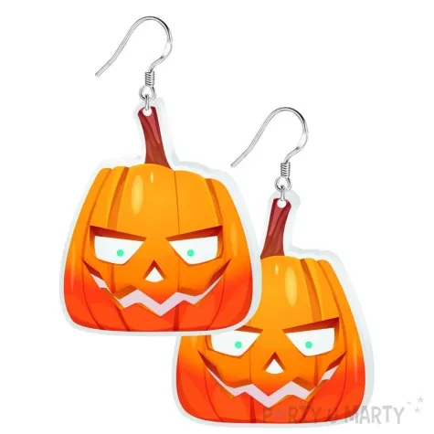 kolczyki z nadrukiem dynia z oblednymi oczami 42x53 mm