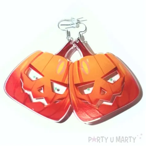 kolczyki z nadrukiem dynia z oblednymi oczami 42x53 mm