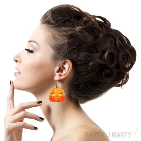 kolczyki z nadrukiem dynia z oblednymi oczami 42x53 mm