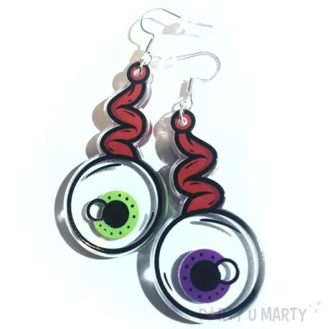 kolczyki z nadrukiem oczy potwora 25x50 mm