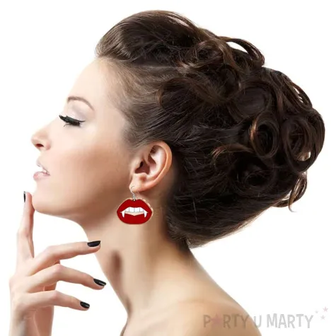 kolczyki z nadrukiem usta wampirki 42x30 mm