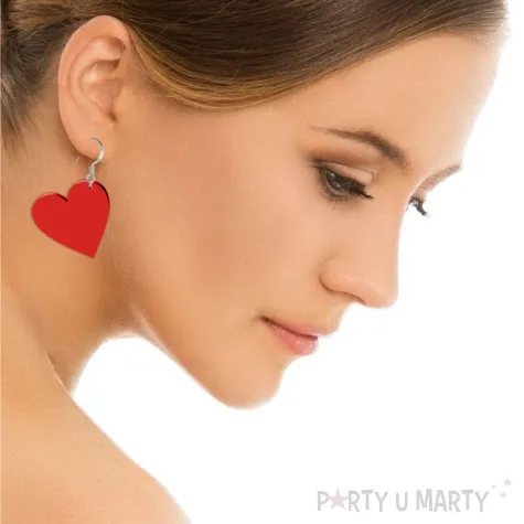 kolczyki zakochane serca czerwone 40x40 mm
