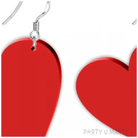 kolczyki zakochane serca czerwone 40x40 mm
