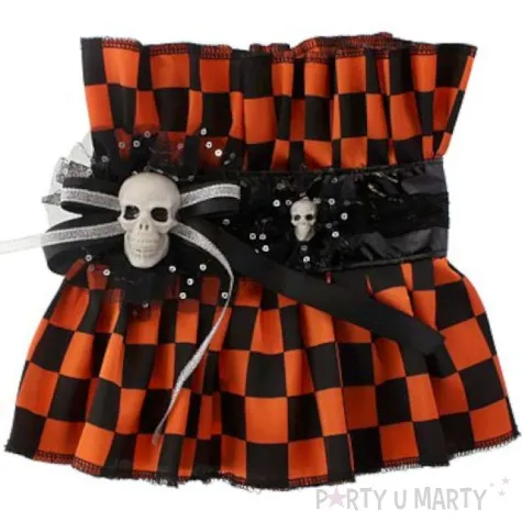 kolnierz kryza z czaszkami pomaranczowa szachownica godan