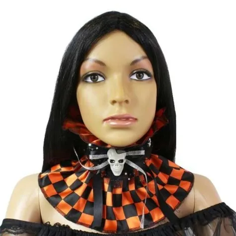 kolnierz kryza z czaszkami pomaranczowa szachownica godan