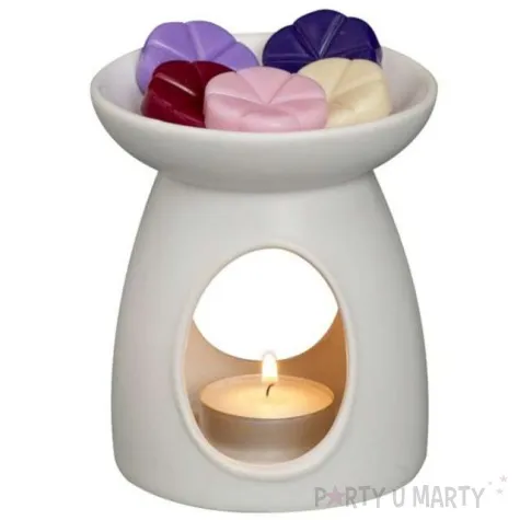 kominek ceramiczny creations pakiet z woskiem bialy mix bolsius