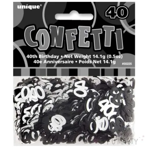 konfetti 40 czarno srebrne unique 14g