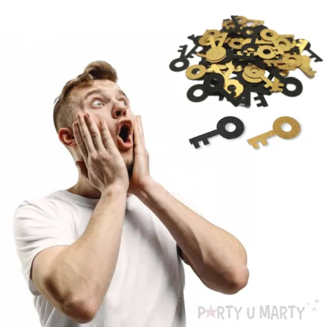 konfetti andrzejkowe klucze czarno zlote 1 opak