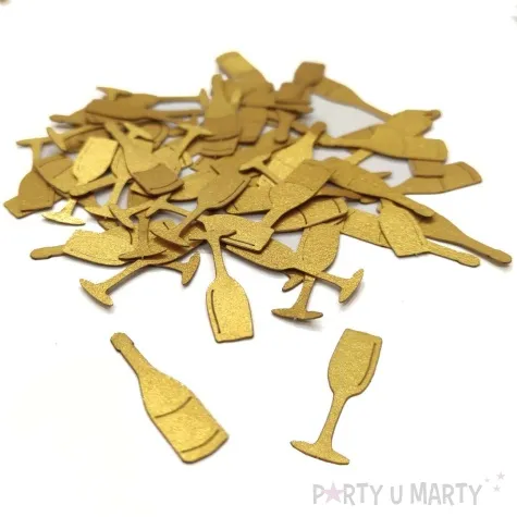 konfetti bal z szampanem i kieliszkiem zlote 1 opak
