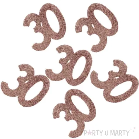konfetti brokatowa liczba 30 rozowe zloto santex 7 cm 6 szt