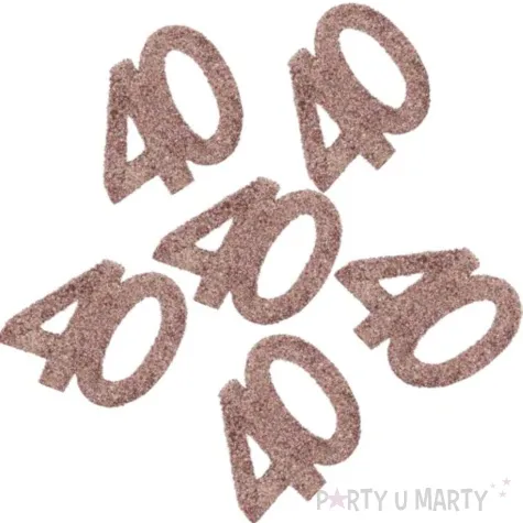 konfetti brokatowa liczba 40 rozowe zloto santex 7 cm 6 szt