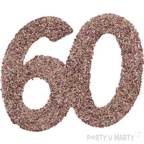 konfetti brokatowa liczba 60 rozowe zloto santex 7 cm 6 szt