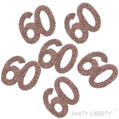 konfetti brokatowa liczba 60 rozowe zloto santex 7 cm 6 szt