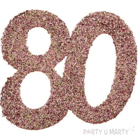 konfetti brokatowa liczba 80 rozowe zloto santex 7 cm 6 szt