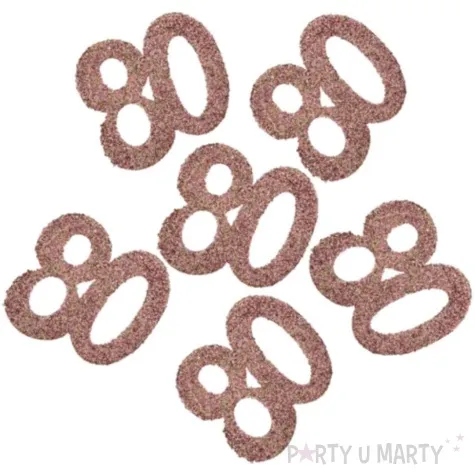 konfetti brokatowa liczba 80 rozowe zloto santex 7 cm 6 szt