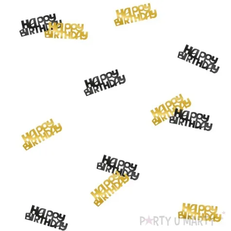 konfetti classy happy birthday czarno zlote pd party 1 opak