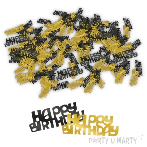konfetti classy happy birthday czarno zlote pd party 1 opak