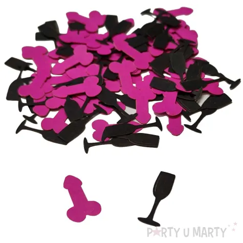 konfetti kieliszki i peniski rozowo czarne 1 opak