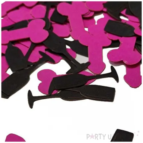 konfetti kieliszki i peniski rozowo czarne 1 opak
