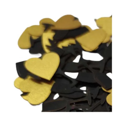 konfetti kieliszki i serduszka czarno zlote 1 opak