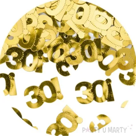 konfetti metalizowane liczba 30 zlote partydeco 15 g