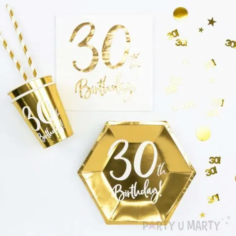 konfetti metalizowane liczba 30 zlote partydeco 15 g