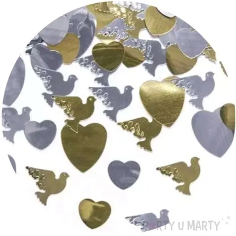konfetti metalizowane serca golabki 14g 1 op
