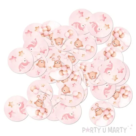 konfetti misie z balonikami rozowy jasny congee 36 szt