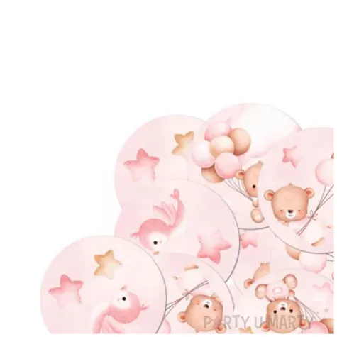 konfetti misie z balonikami rozowy jasny congee 36 szt