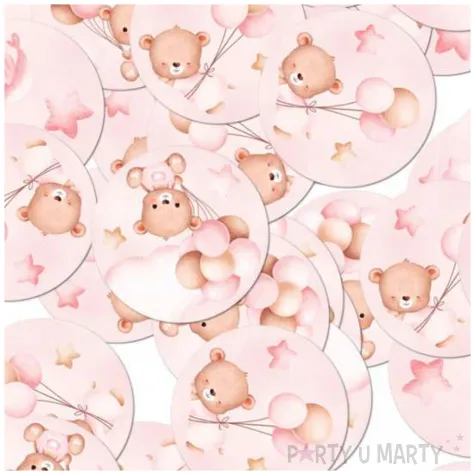 konfetti misie z balonikami rozowy jasny congee 36 szt