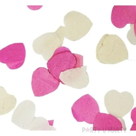 konfetti papierowe serduszka bialo rozowe 25g