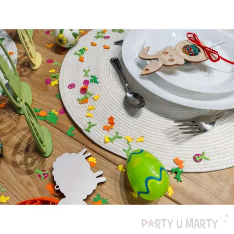 konfetti papierowe wielkanoc kolorowe pisanki jajeczka dekoracja stolu