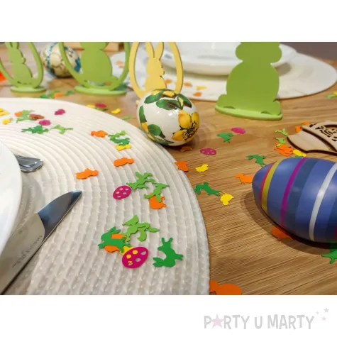 konfetti papierowe wielkanoc zolte kurczaczki dekoracja stolu