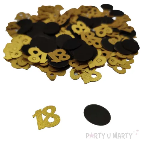 konfetti urodziny cyfra 18 zloto czarny 1 opak