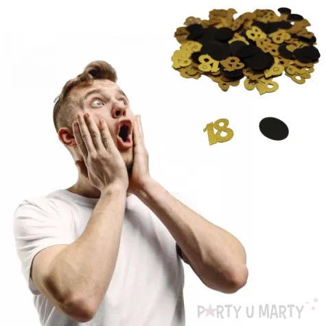 konfetti urodziny cyfra 18 zloto czarny 1 opak