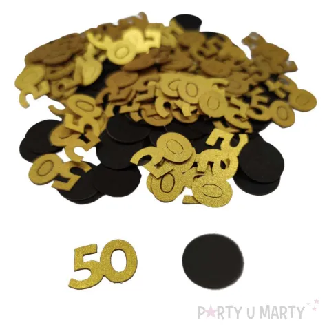 konfetti urodziny cyfra 50 zloto czarny 1 opak