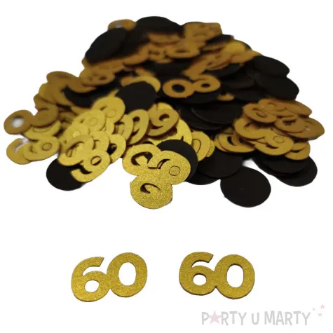 konfetti urodziny cyfra 60 zloto czarny 1 opak