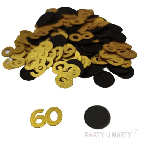 konfetti urodziny cyfra 60 zloto czarny 1 opak
