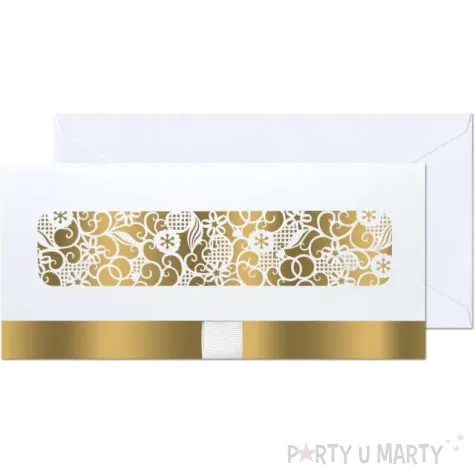 koperta prezentowa na banknoty zlote kwiaty paw