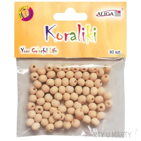 koraliki drewniane okragle gladkie aliga 8mm 80 szt