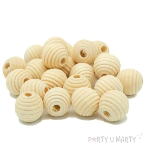 koraliki drewniane okragle karbowane drewno naturalne aliga 18 mm 40 szt