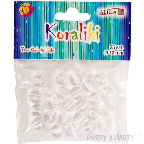 koraliki karbowane transparentny aliga 12 mm 25 szt