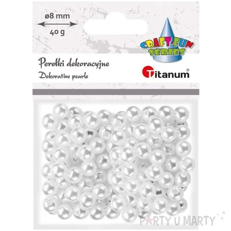 koraliki perelki biale titanum 8 mm 40 g