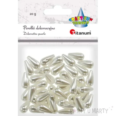 koraliki podluzne biale titanum 16 mm 20 g