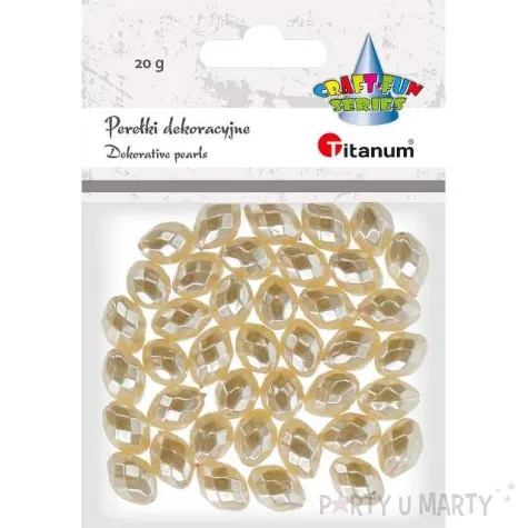 koraliki podluzne fasetowane biale titanum 20 g