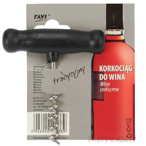 korkociag do wina tradycyjny z czarna raczka ravi